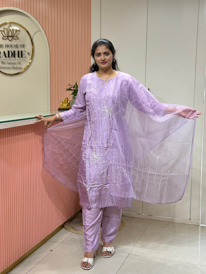 Dola Silk 3 Pcs Set Collection with Floral Work | R217