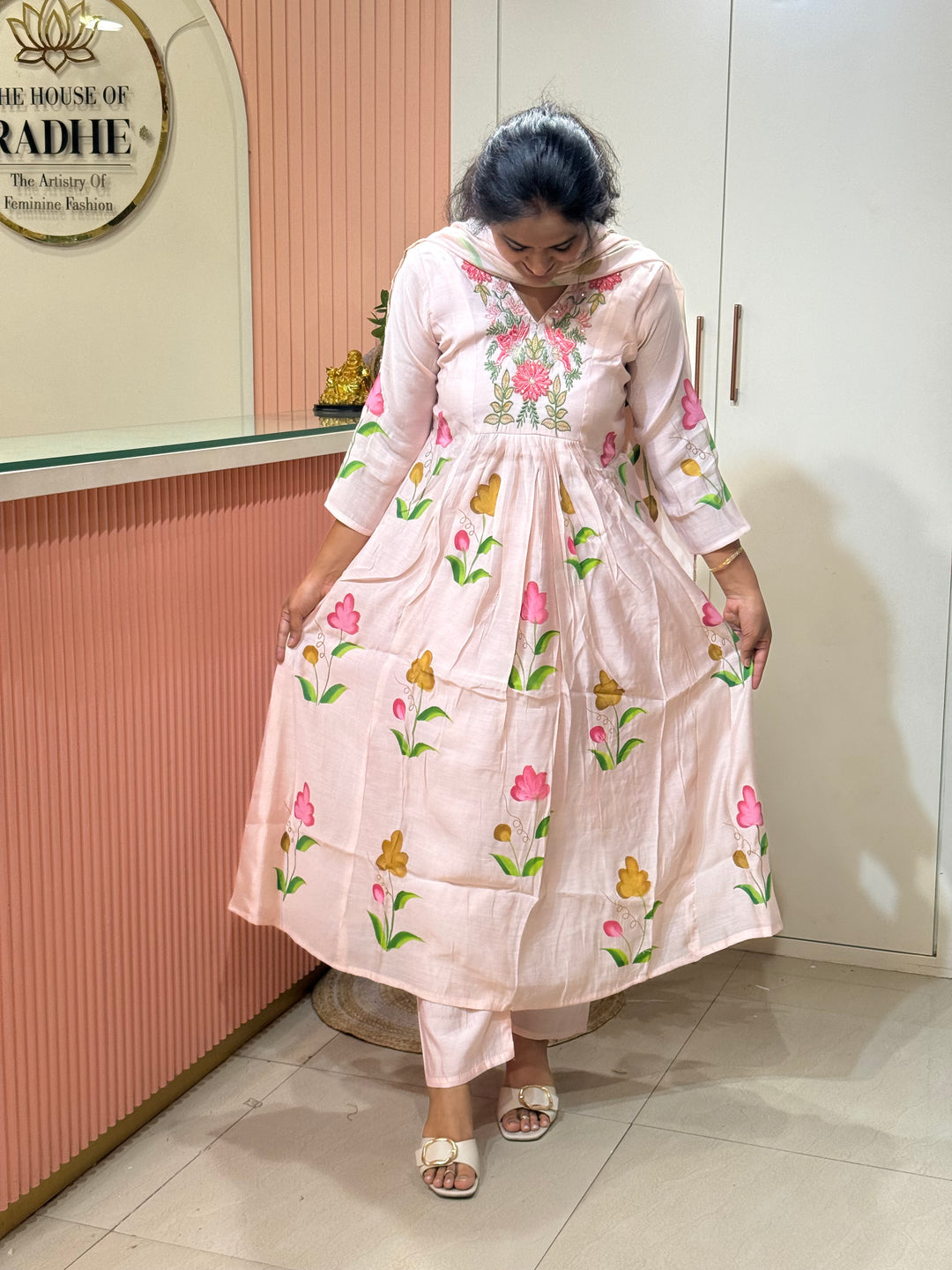 Mul Chanderi Collection with Brush Paint | R209