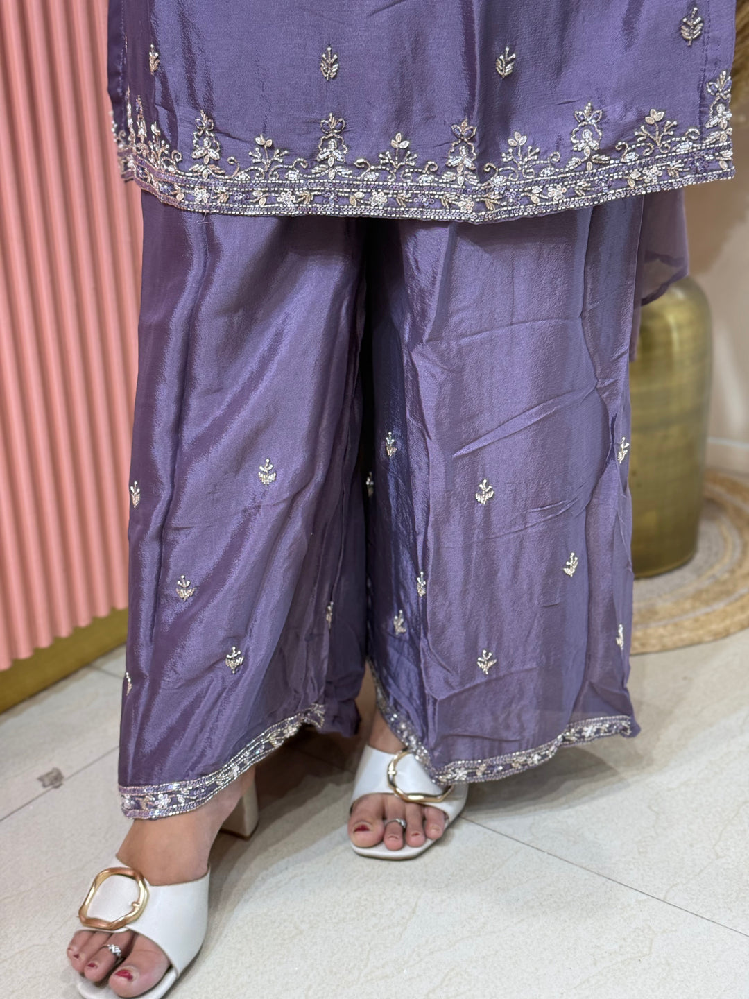 Pure Chinon Heavy Handwork Flared Palazzo Collection | R117
