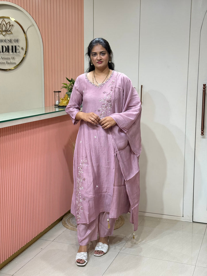 Coral Mul Chanderi Semi Party Collection | R214