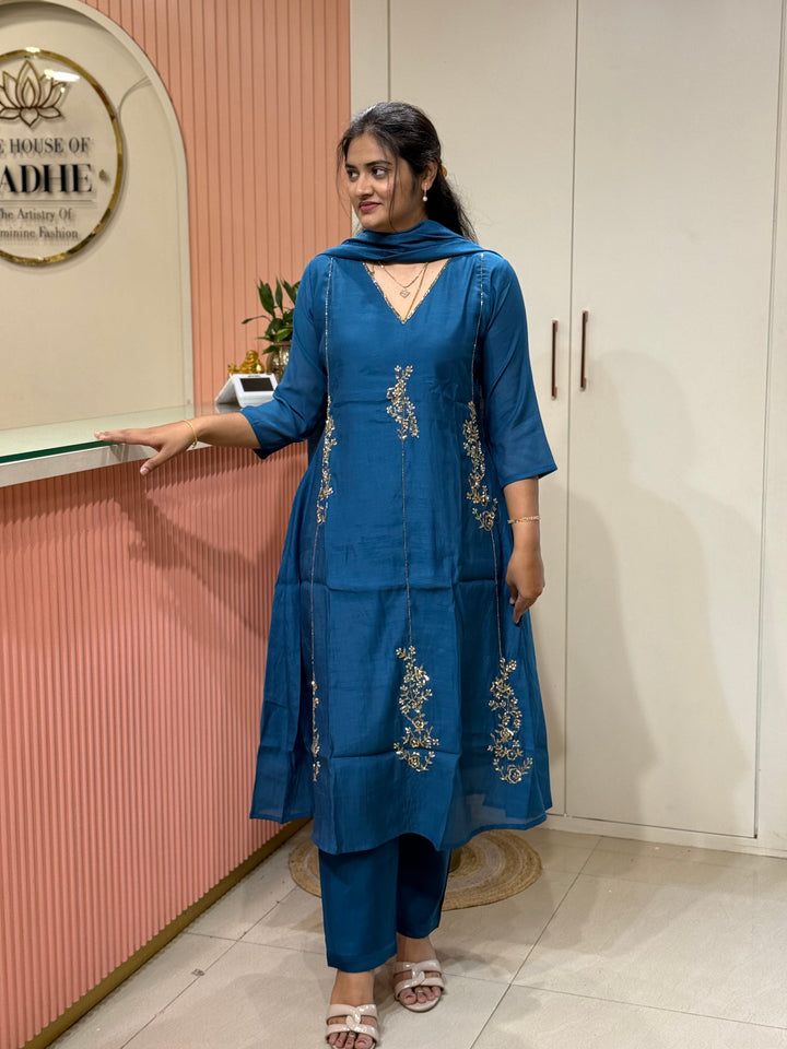 Coral Mul Chanderi Partywear Collection |Cut Dana  &amp; Zardozi Work | R206