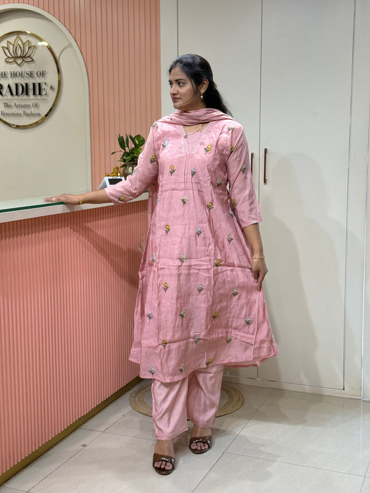 Mul Chanderi with Beautiful  Embroidery work| R209