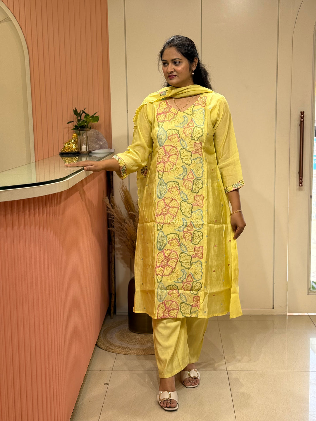 Mul Chanderi with Embroidery work ( Cotton Lining )| R204