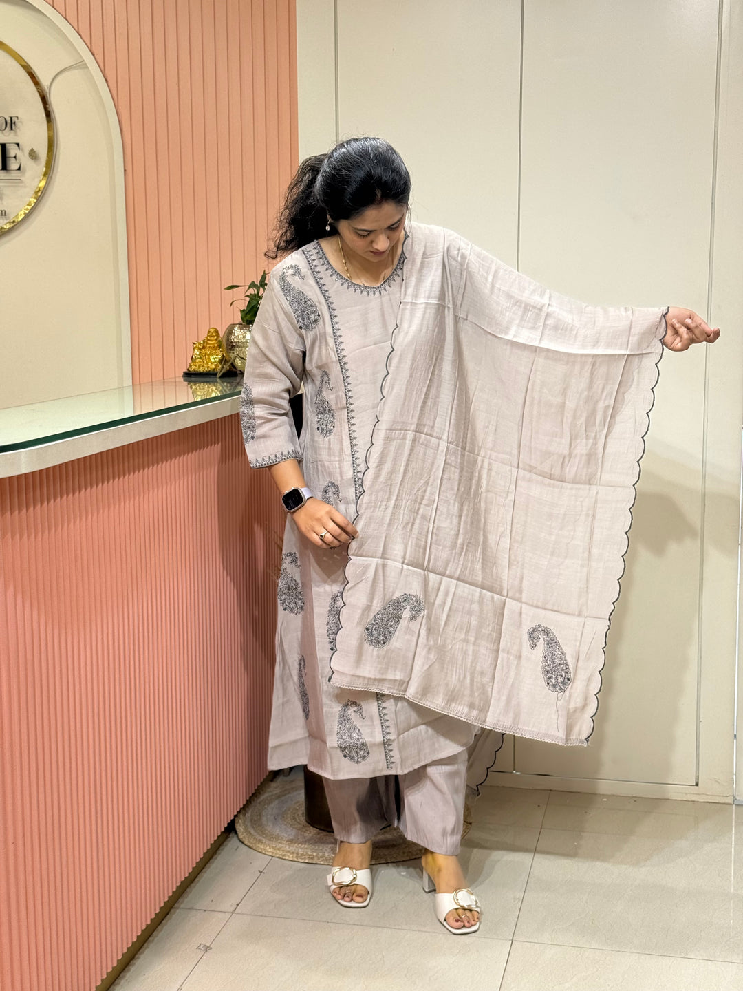 Mul Chanderi with Embroidery work (Cotton Lining) | R138