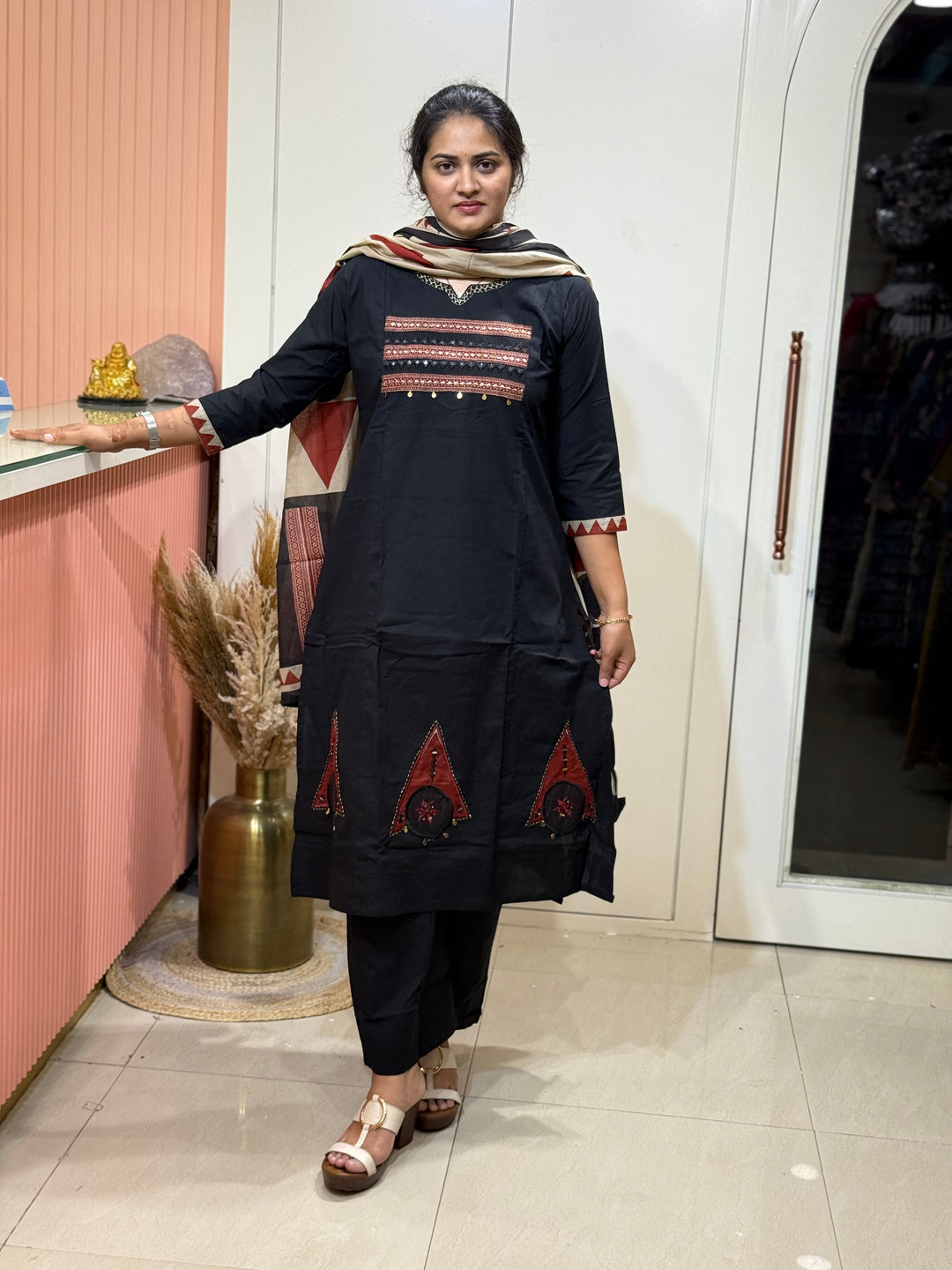Pure Cotton 3 Pcs Set with A-Line Pattern | R180