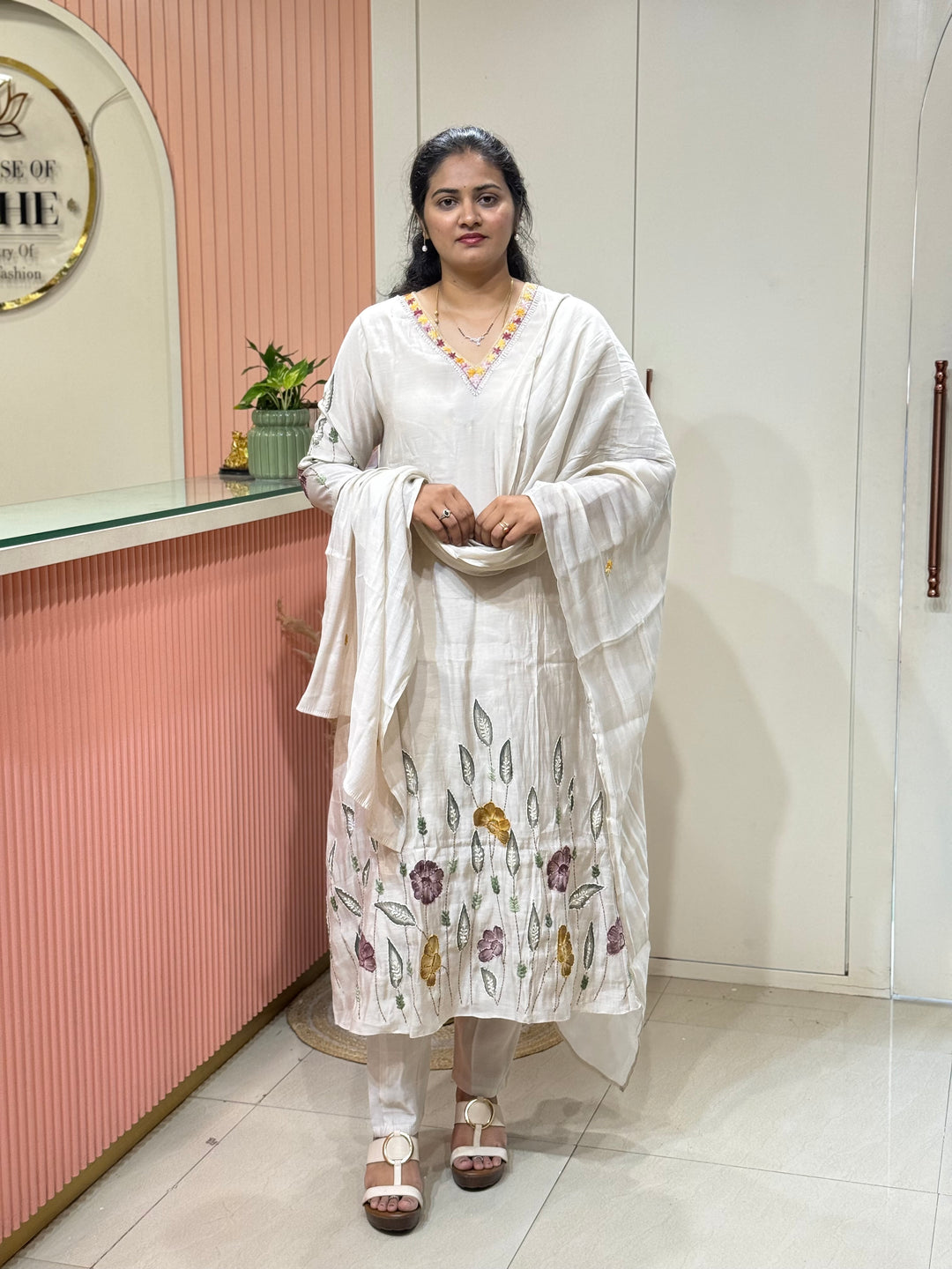 Mul Chanderi Collection with Hand Brush paint and Embroidery work (Cotton Lining) | R206