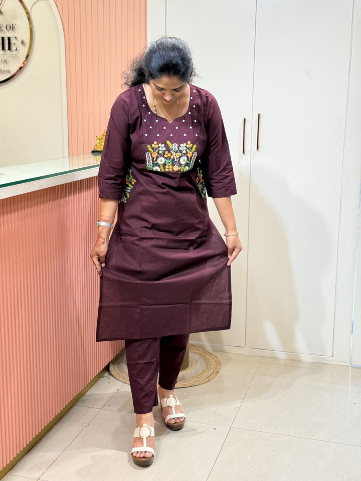 Cotton 2 Pc Kurta Set – Embroidered Collection | R137