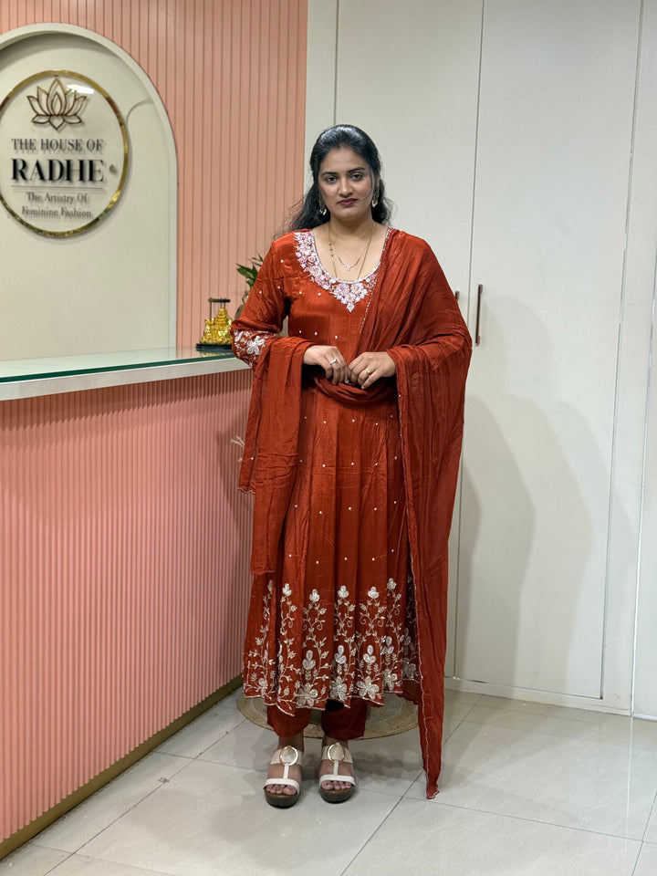 Pure Chinon Handwork Collection Party Wear  | R177