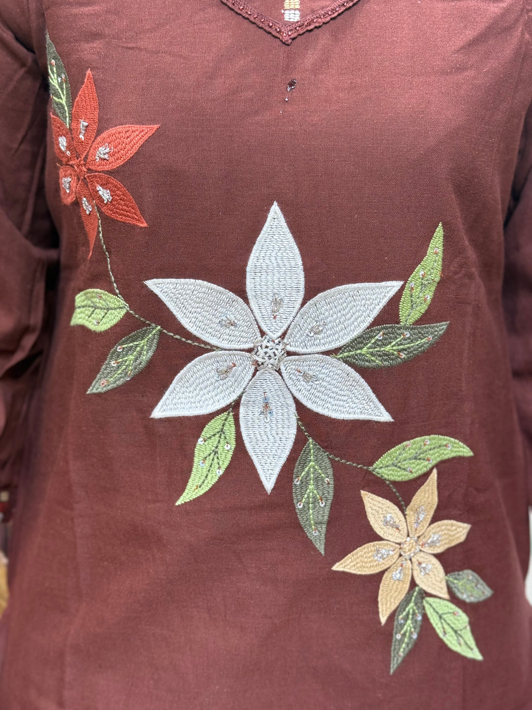 Khadi Cotton Embroidered Two-Piece Co-Ord Set | R167
