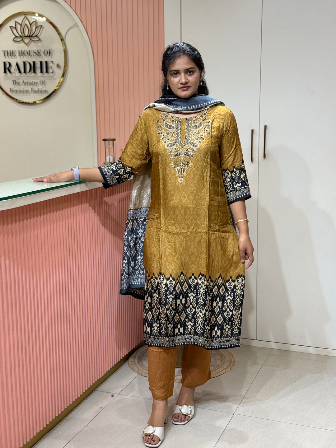 Tusser fabric with Ikkat design Collection (Cotton Lining )| R227