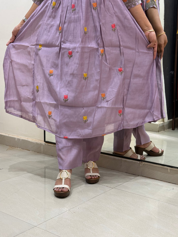 Mul Chanderi Embroidery Collection – Elegant Flare Pattern | R179