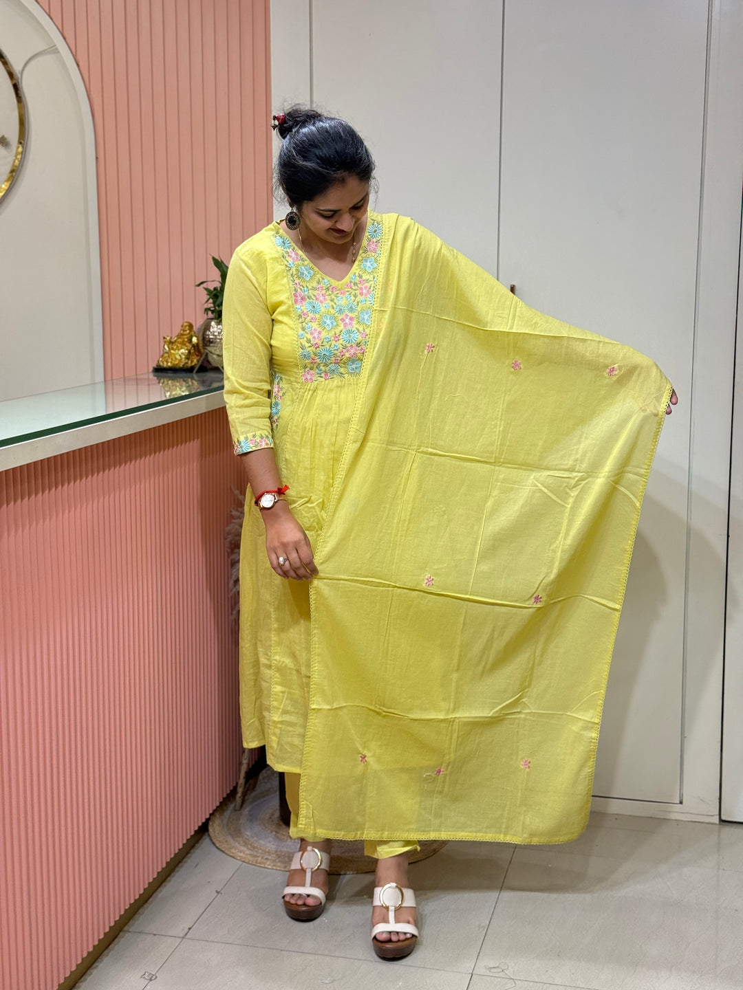Pure Mul Cotton with Embroidery Work (Cotton Lining)  | R168