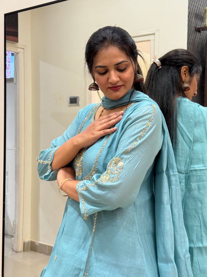 Premium Mul Chanderi with Cut Dana work Party Wear Collection | R206