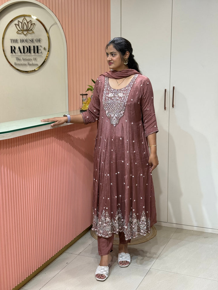 Pure Chinon Festive Collection | Full Handwork, Sequin &amp; Cut Dana | R177