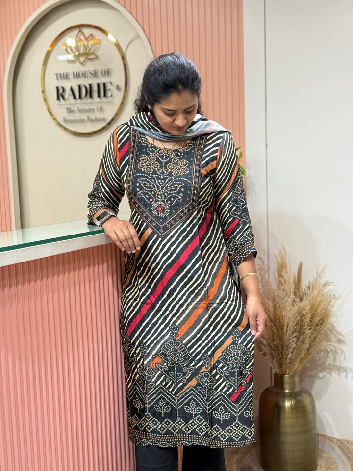 Tusser fabric with Bandhani design Collection (Cotton Lining )| R227