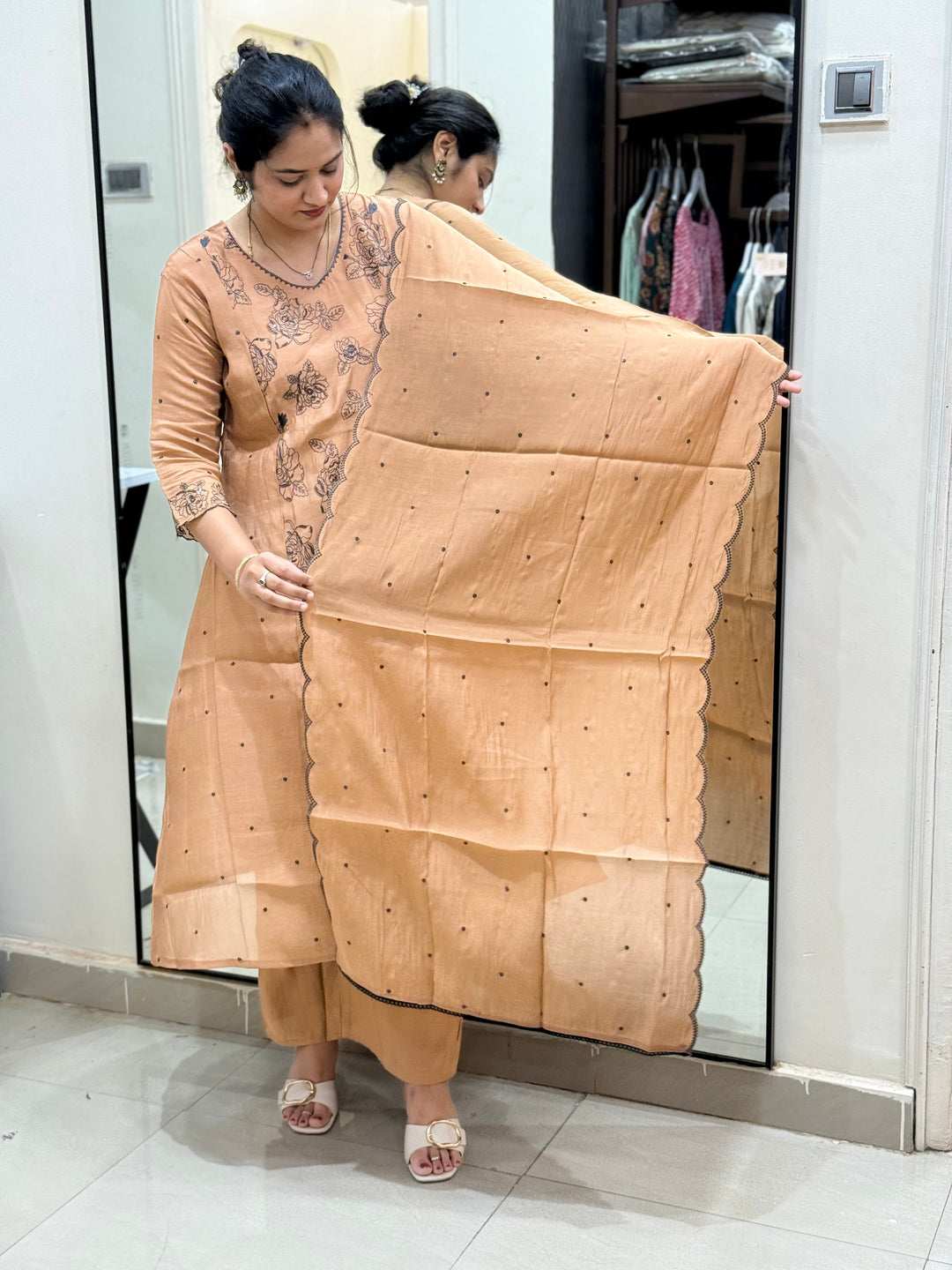 Mul Chanderi with Embroidery Work (Cotton Lining) | R138