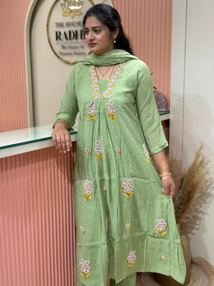 Pure Mul Chanderi handwork collection A Line Pattern | R229
