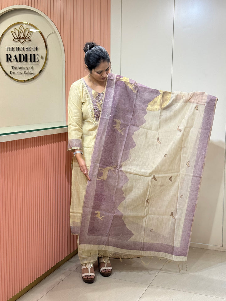 Pure Jamdhani Designer 3 Pcs Set Collection (Cotton Lining)| R211