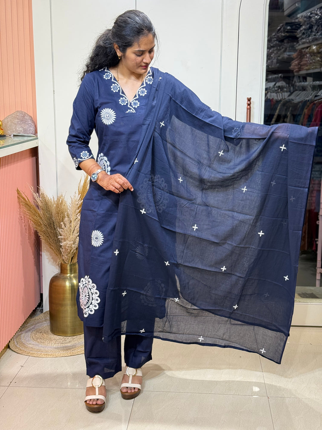 Cotton 3 Pcs Collection With Embroidered work | R173