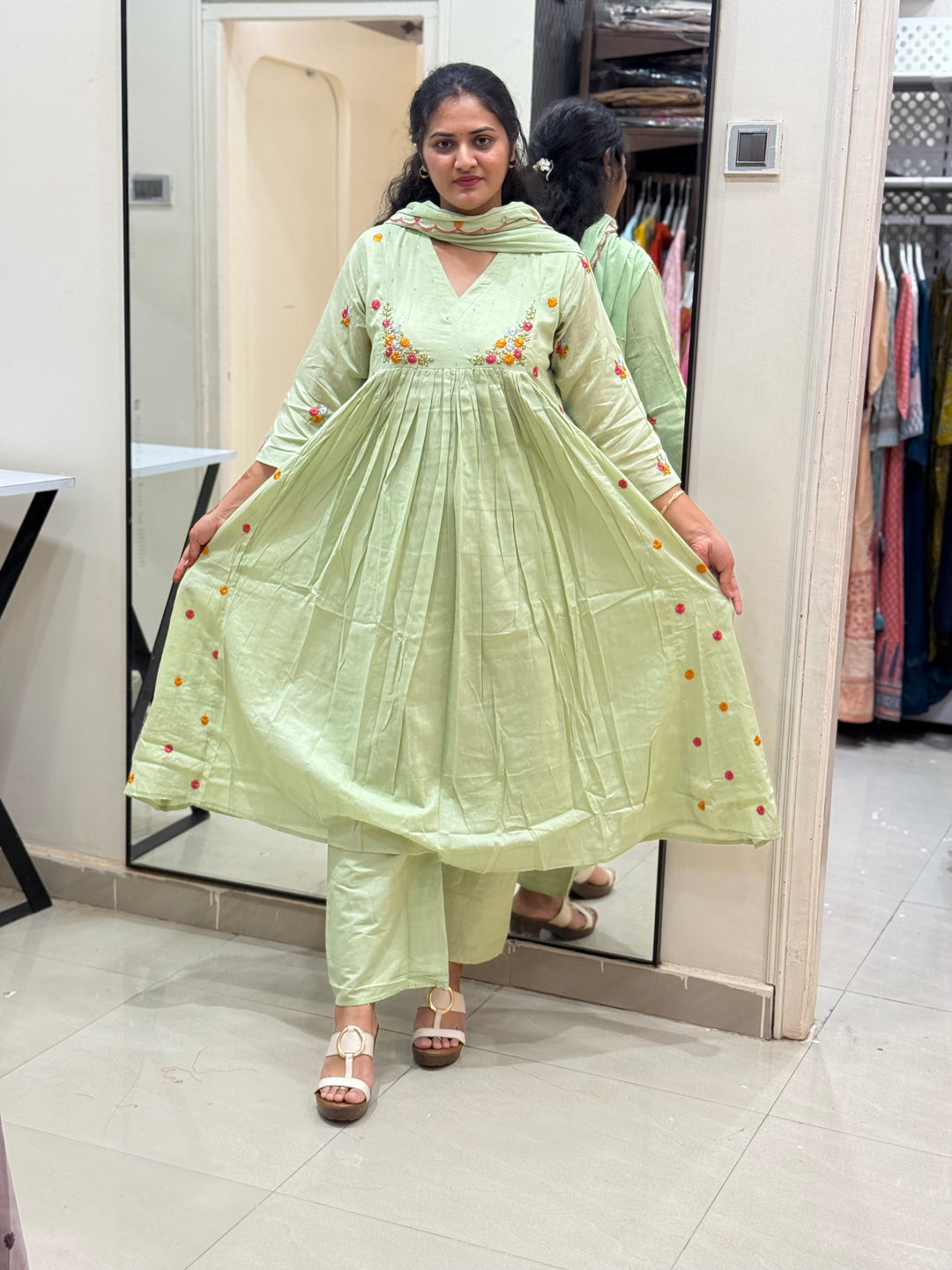 Mul Cotton with Embroidery work | Restocked (Cotton Lining) | R174