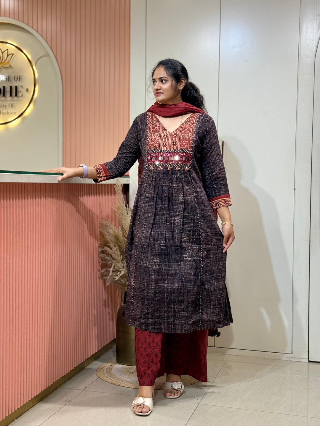 Pure Cotton A-Line Collection With Real Mirror Work | R180
