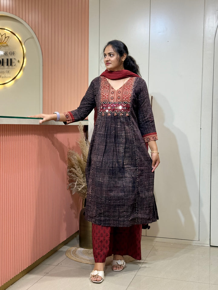 Pure Cotton A-Line Collection With Real Mirror Work | R180