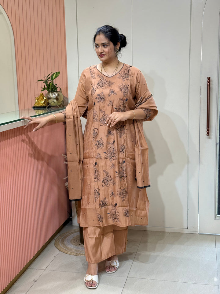 Mul Chanderi with Embroidery Work (Cotton Lining) | R138