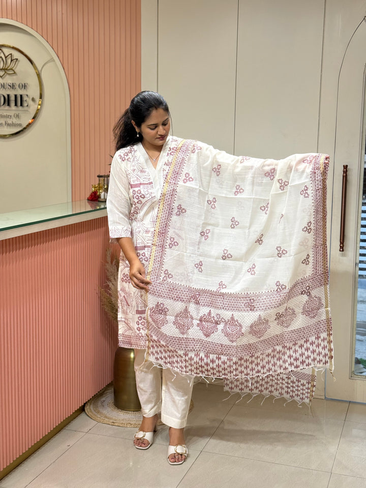 Linen Silk Collection with cotton Lining (Full Length Dupatta)| R181