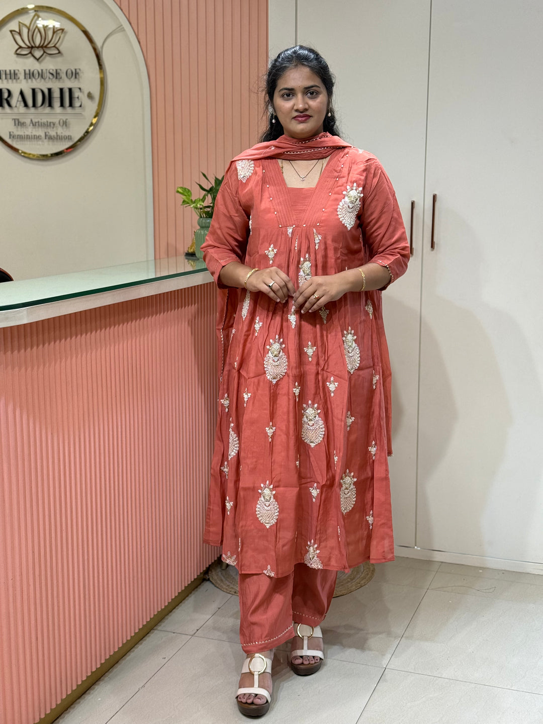 Pure Mul Chanderi handwork collection A Line Pattern | R229