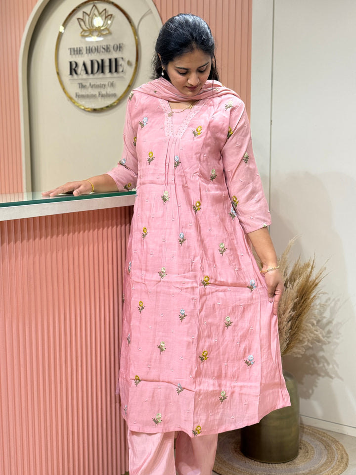 Mul Chanderi with Beautiful  Embroidery work| R209