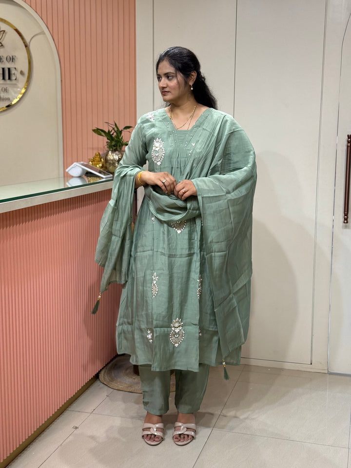 Mul Chanderi With Cut Dana and Zardosi Semi Party Wear Collection | R206