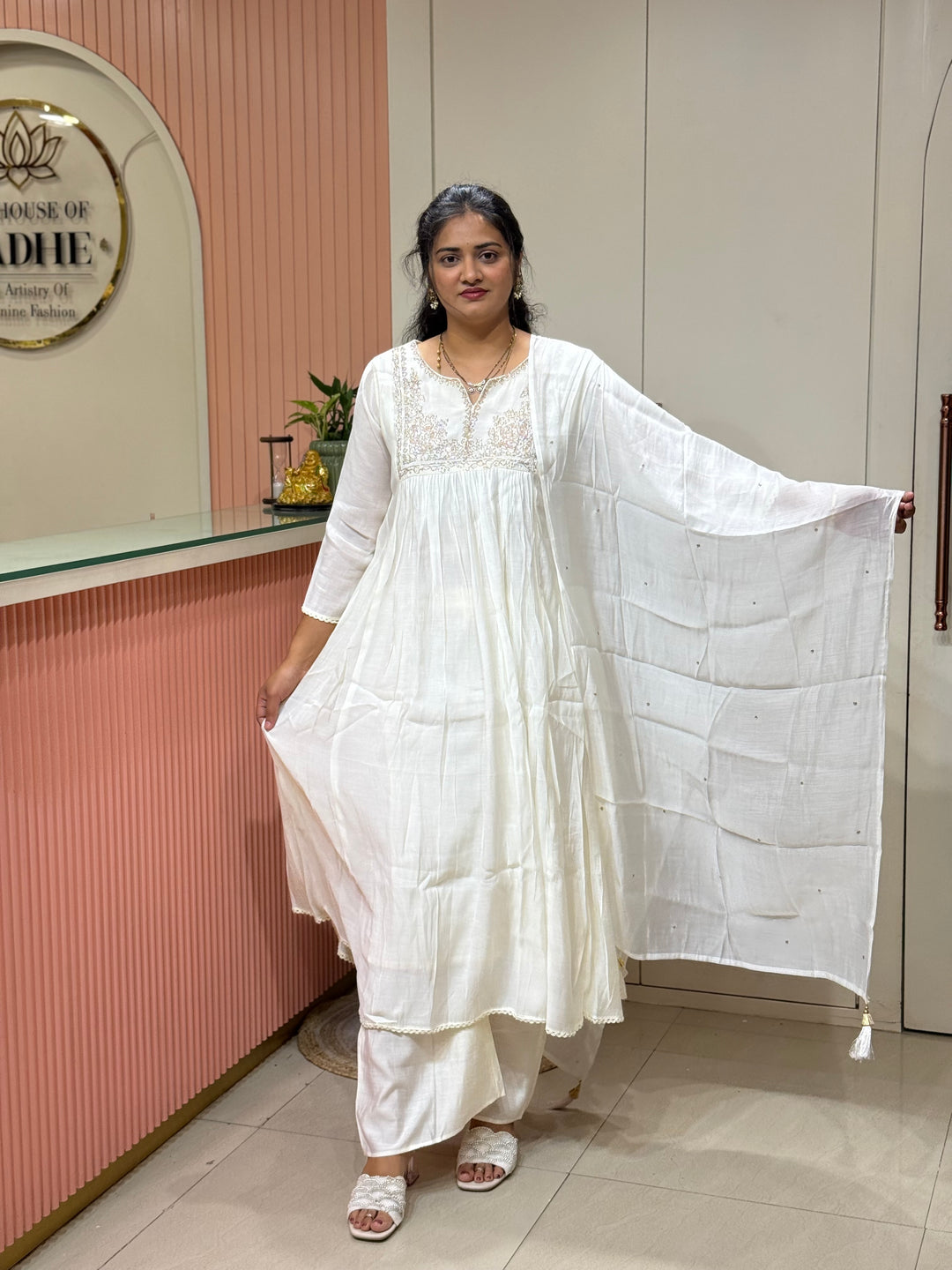 Mul Chanderi Collection with Handwork ( Cotton Lining )| R217