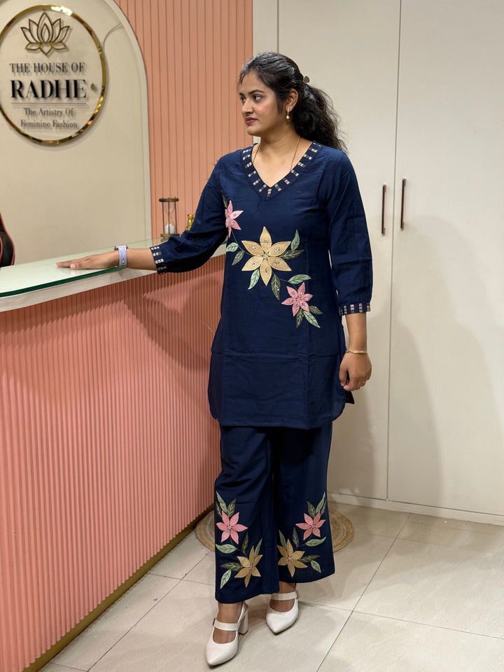 Khadi Cotton Embroidered Two-Piece Co-Ord Set | R167