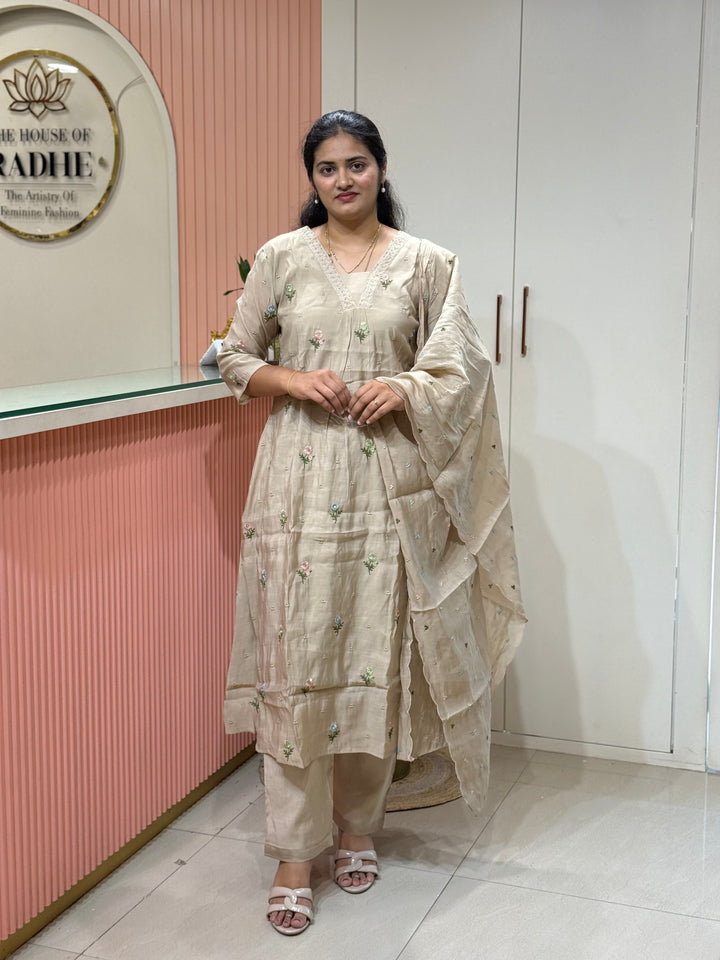 Mul Chanderi with Beautiful  Embroidery work| R209