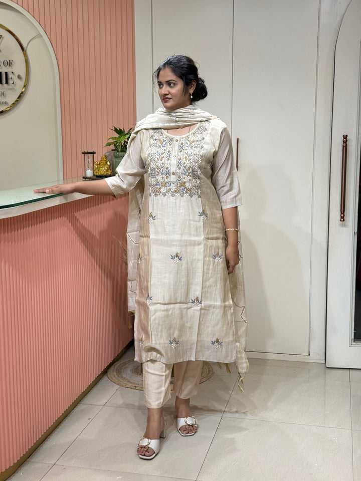 Pure Jamdani Collection with full Length Dupatta and Hand embroidery work (Cotton Lining )| R211