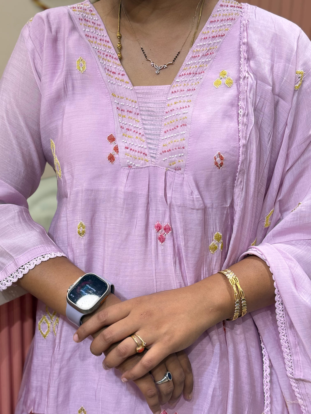 Mul Chanderi Collection with Embroidery work (Cotton Lining)| R204