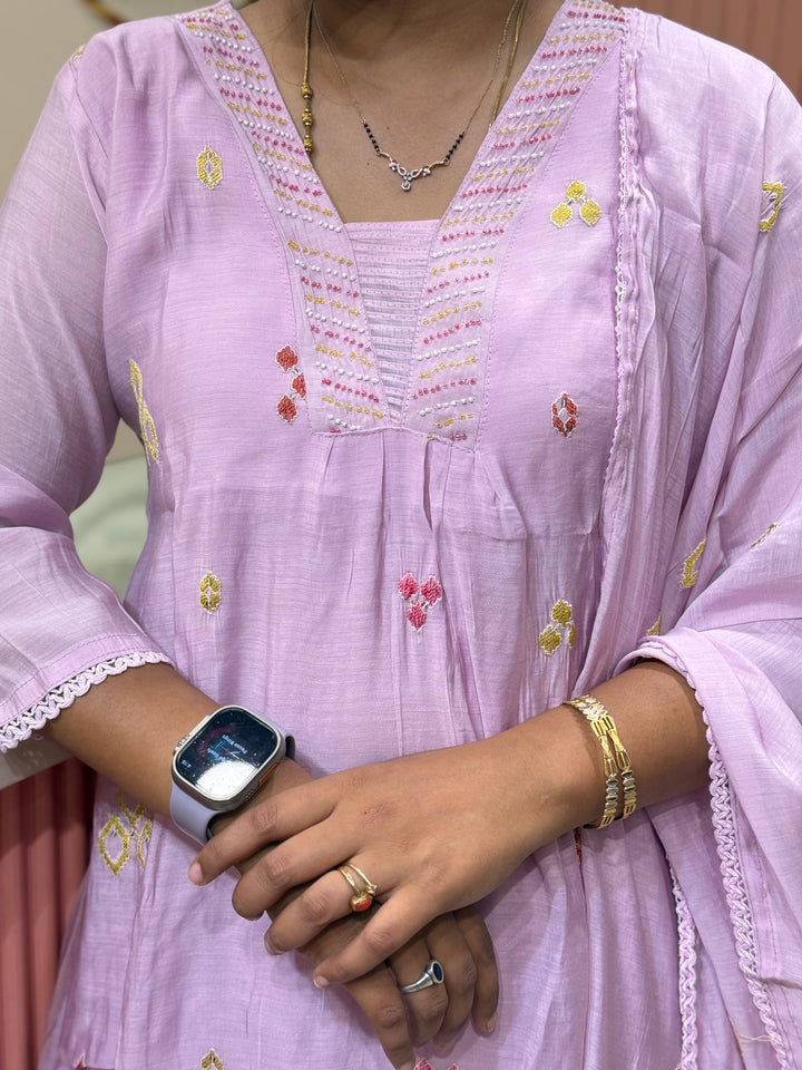 Mul Chanderi Collection with Embroidery work (Cotton Lining)| R204