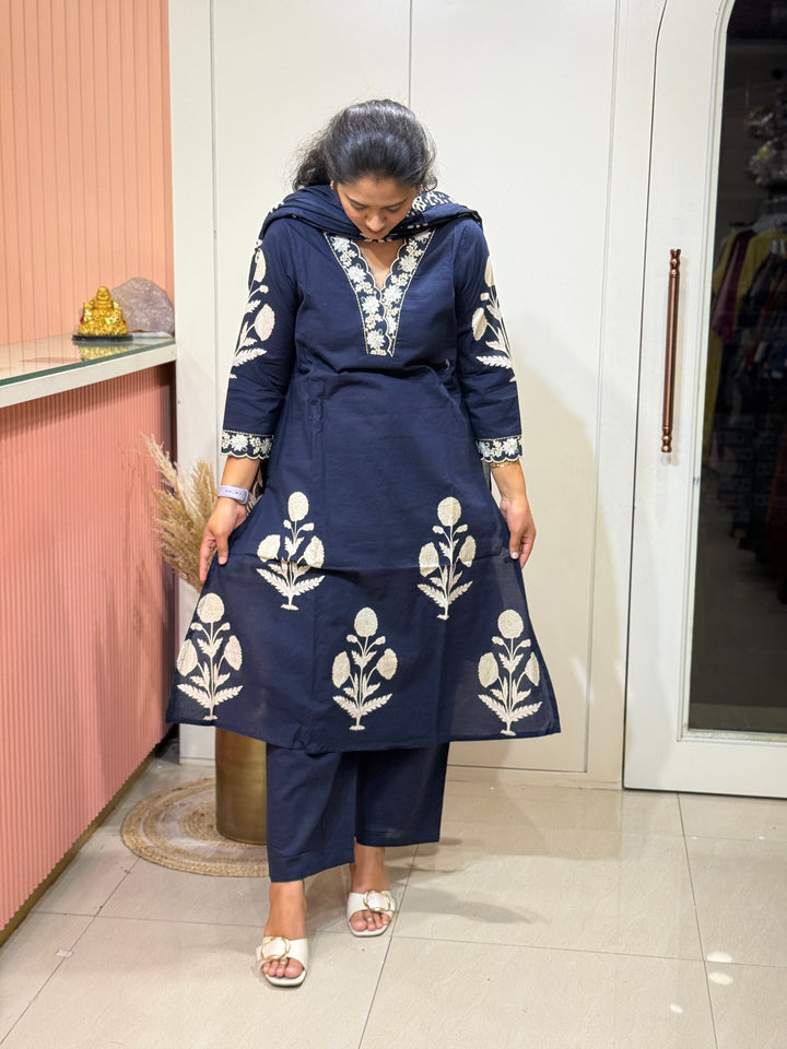 Pure 60-60 Cotton 3 Pc Kurta Set  | R108