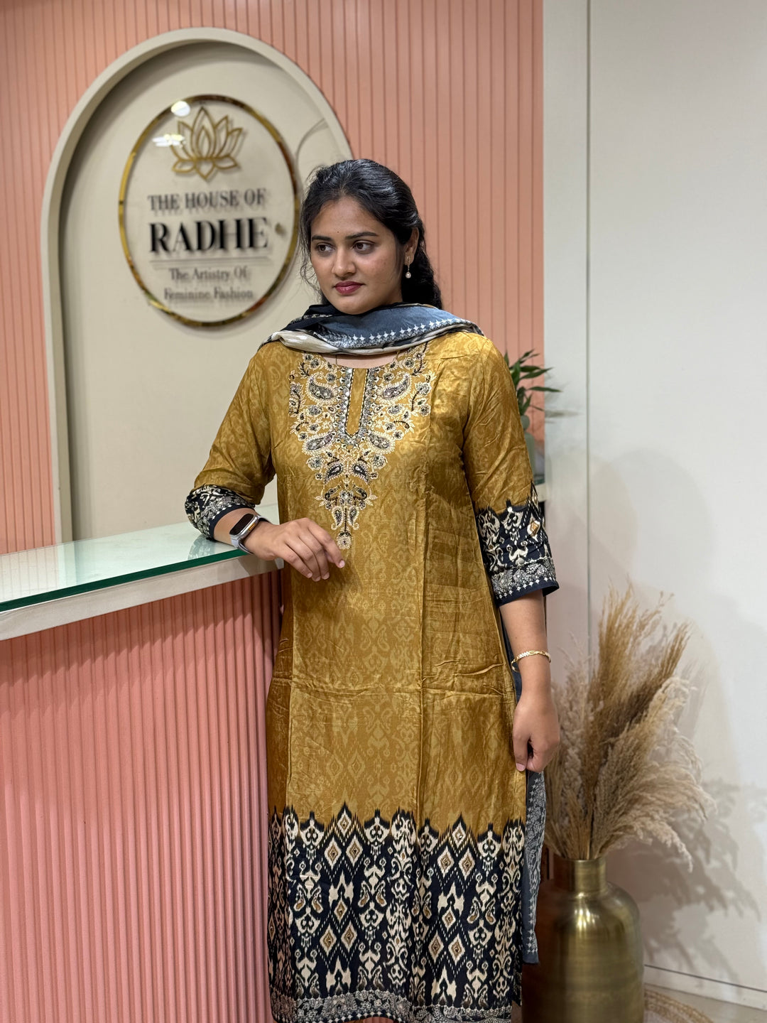 Tusser fabric with Ikkat design Collection (Cotton Lining )| R227