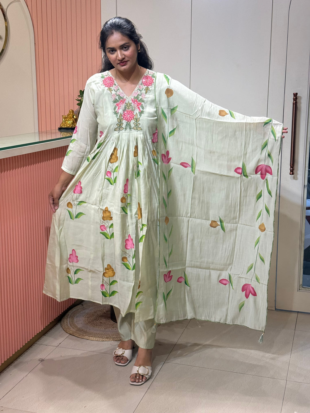 Mul Chanderi Collection with Brush Paint | R209