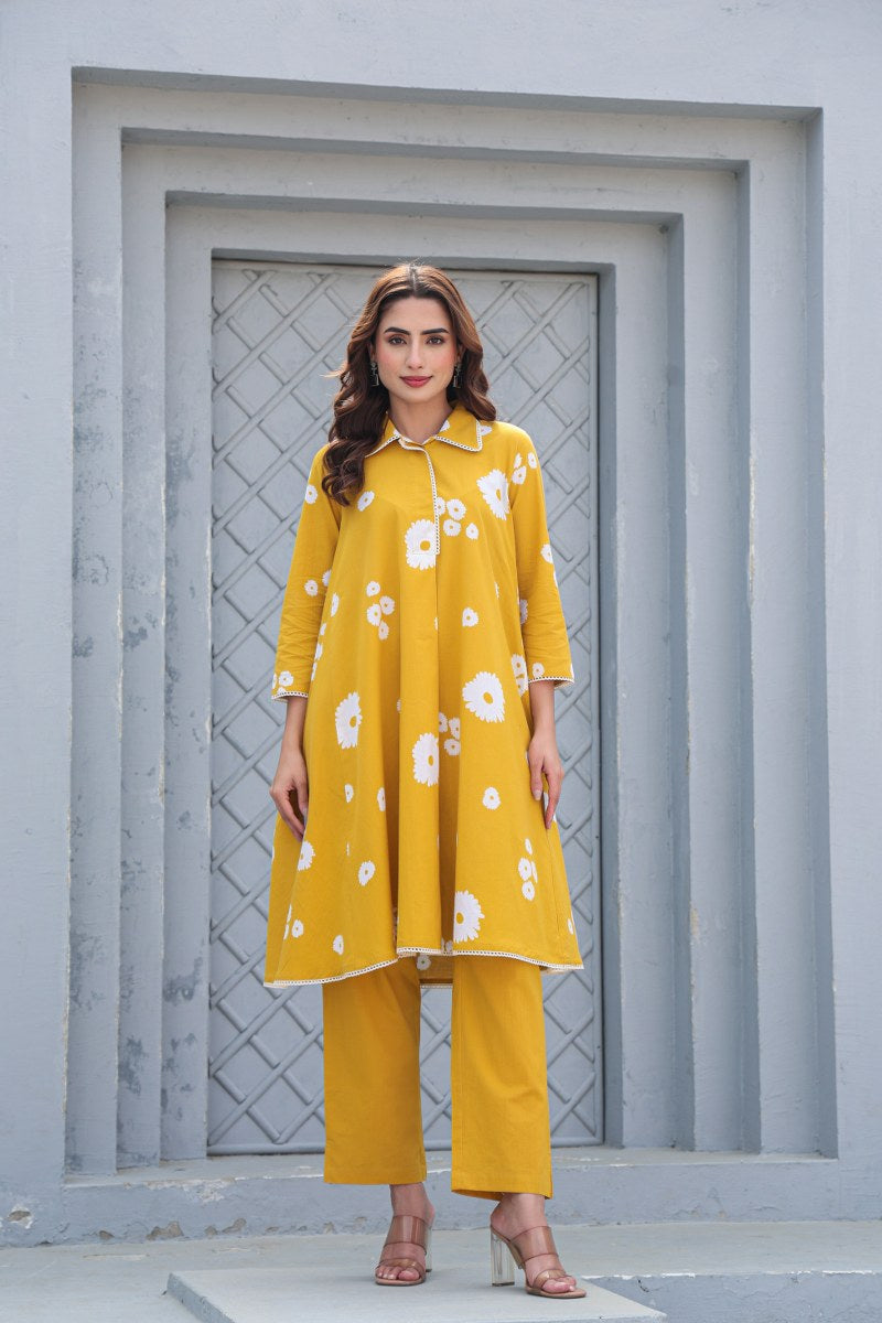 Summer Special - Mustard Floral A-Line Co-Ord ( RADHE16 )