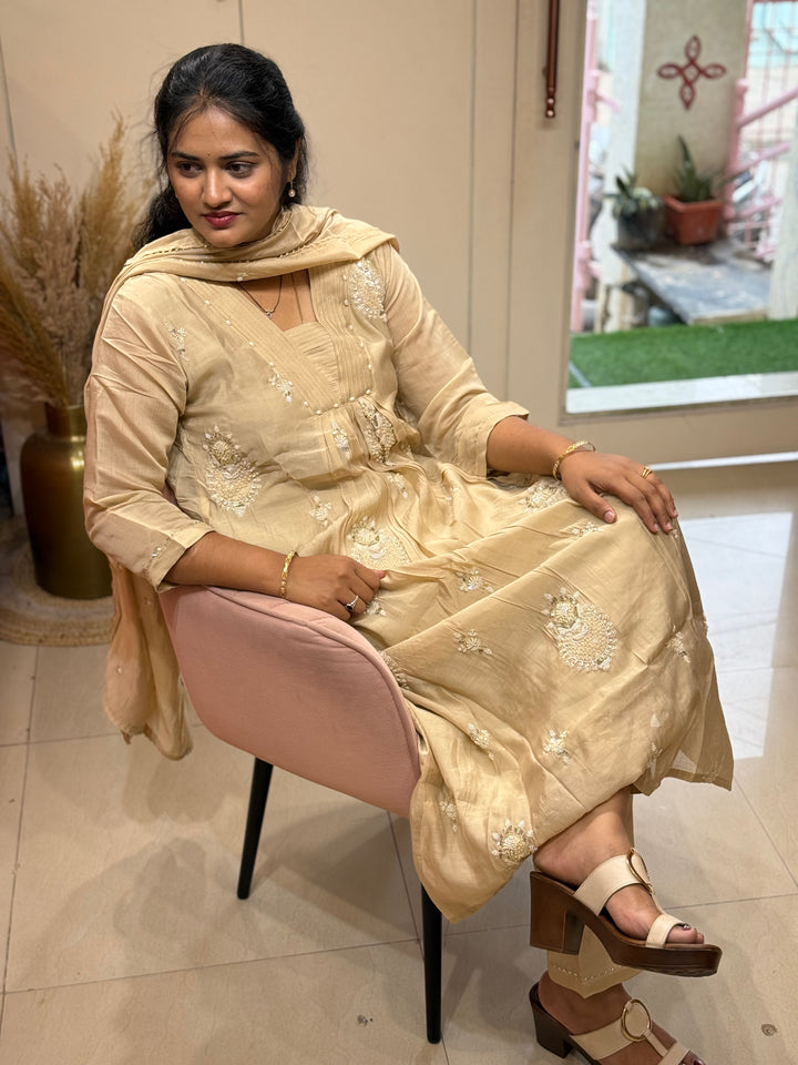 Pure Mul Chanderi handwork collection A Line Pattern | R229