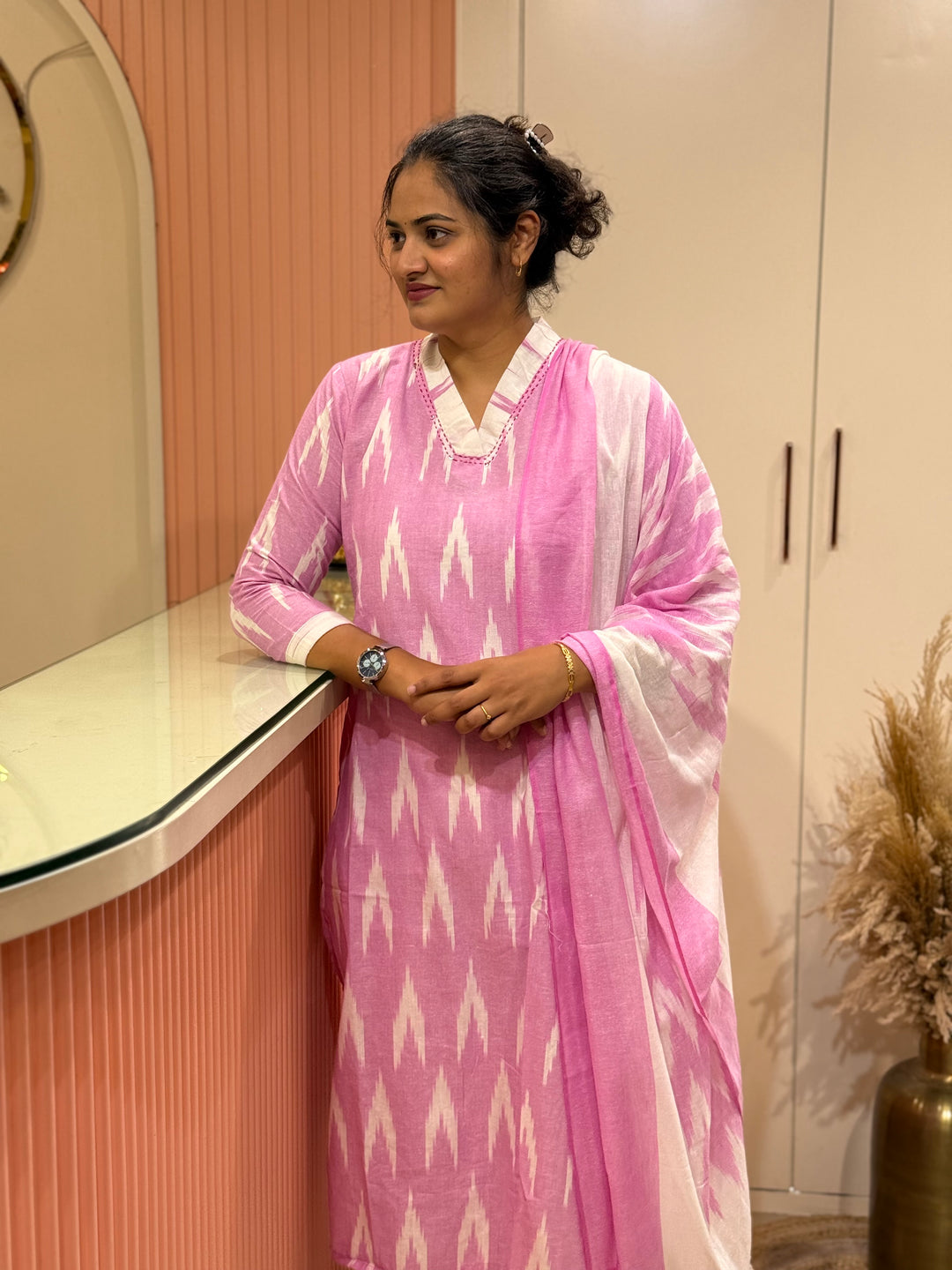 Ikkat Cotton Collection With Full Length Dupatta | R200