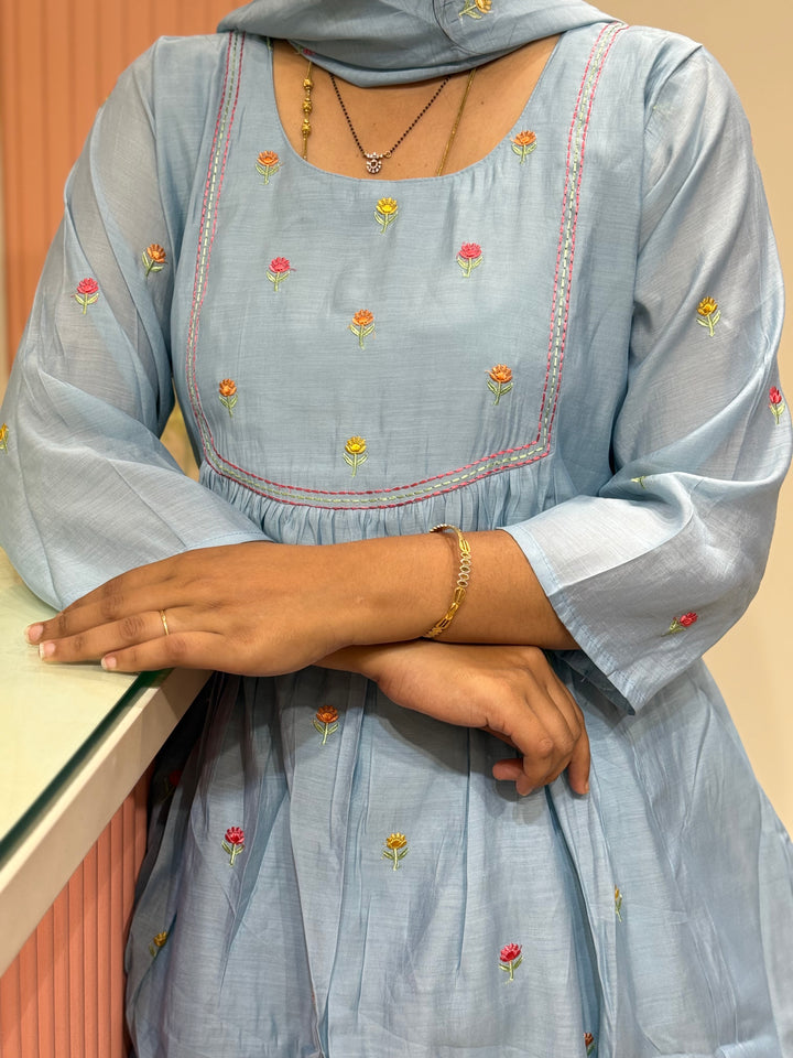Mul Chanderi with Cute Embroidery work | R208