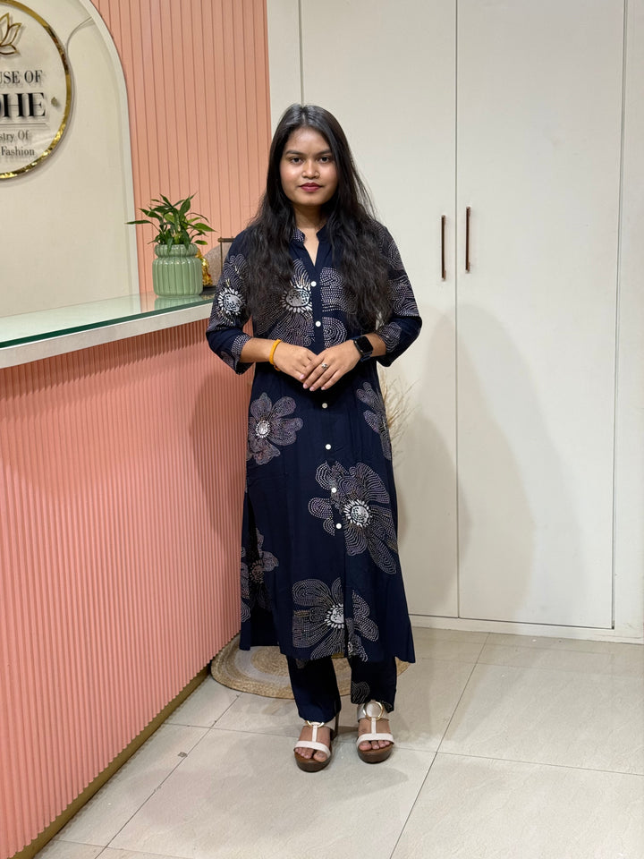 Rayon 2 piece collection with floral work | R137