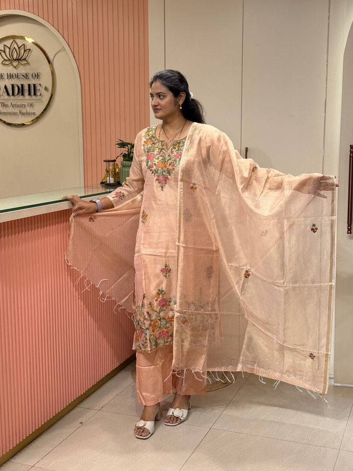 Zari Kota fabric with Hand Embroidery work (Cotton Lining) | R179