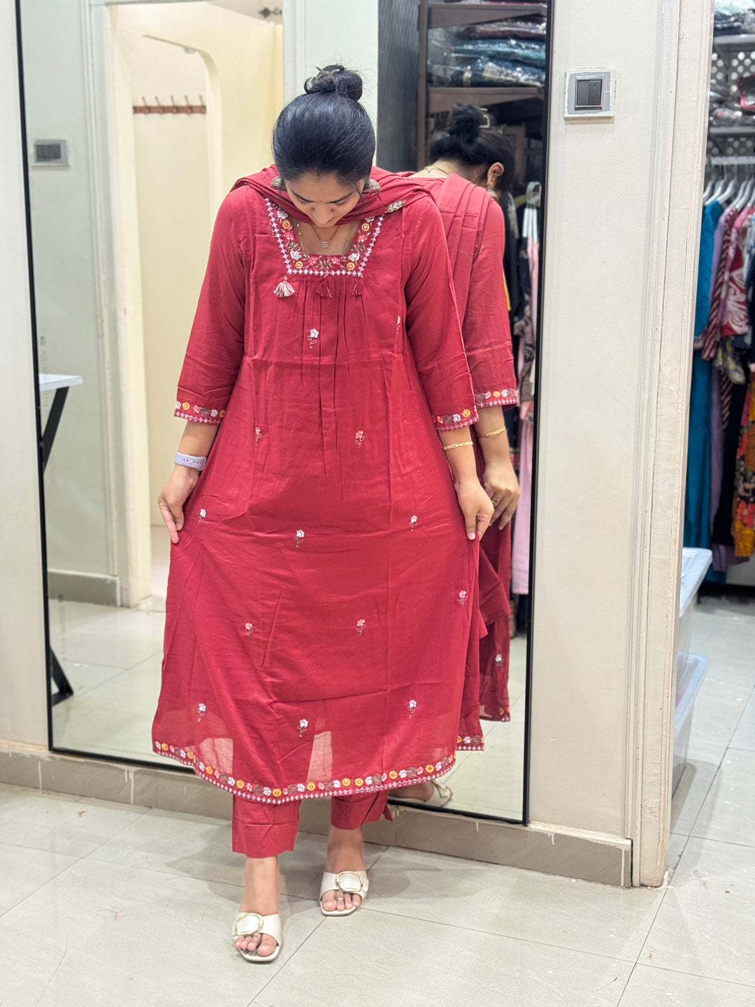 Soft Mul Cotton 3 Pcs Kurta Set | R122