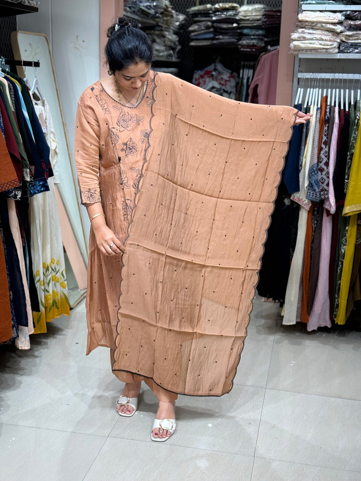 Mul Chanderi with Embroidery Work (Cotton Lining) | R138