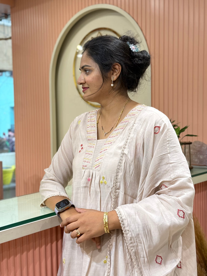 Mul Chanderi Collection with Embroidery work (Cotton Lining)| R204