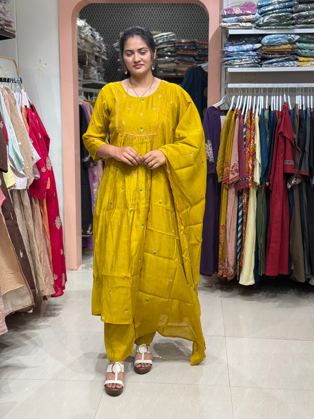 Mul Chanderi with Cute Embroidery work | R208